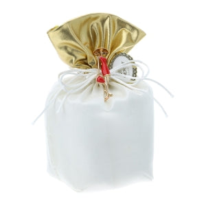 HERVIT SACCHETTO TAFFETA' BIANCO/ORO 8X8X19CM