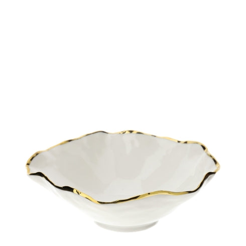 HERVIT CIOTOLA PORC.BIANCO/ORO 14,5X12,5XH5CM