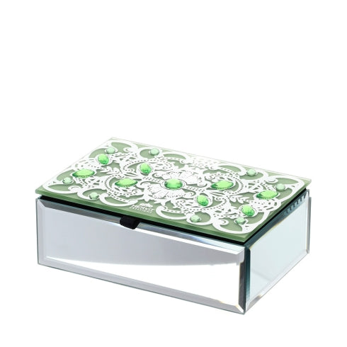 HERVIT COFANETTO LEGNO/VETRO/SPECCHIO 15X10X5CM BYZANTIUM VERDE ARGENTO