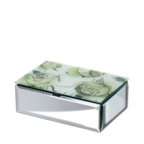 HERVIT COFANETTO LEGNO/VETRO/SPECCHIO 15X10X5CM ROSE BACCARAT VERDE