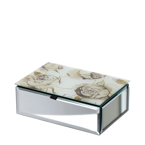 HERVIT COFANETTO LEGNO/VETRO/SPECCHIO 15X10X5CM ROSE BACCARAT GIALLO