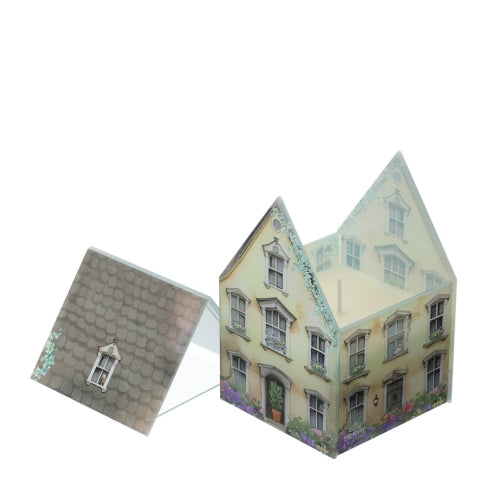 HERVIT CONT.CANDELA VETRO COTTAGE GIALLO9X9X13C