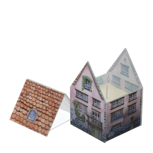 HERVIT CONT.CANDELA VETRO COTTAGE ROSA 9X9X13CM