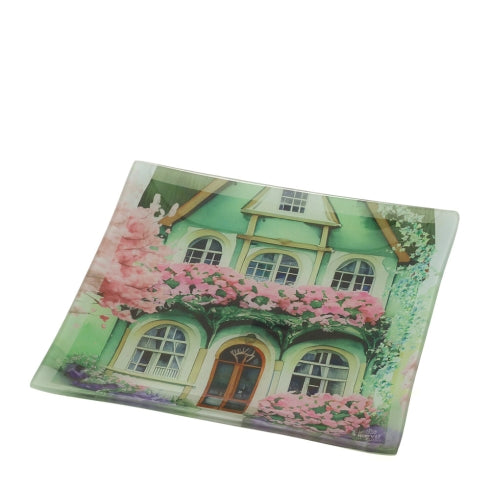 HERVIT PIATTO VETRO COTTAGE VERDE 20X20CM