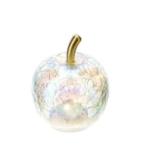 HERVIT MELA VETRO CRACK TRASP.AB LUCE LED 9CM