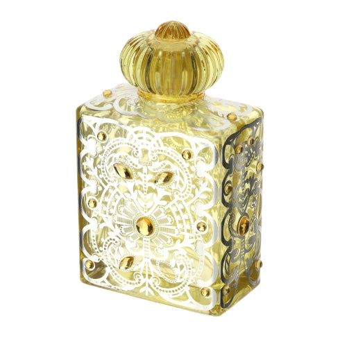 HERVIT BOTTIGLIA VETRO BISANZIO 10,5X6XH17,5CM 500ML GIALLO ARGENTO