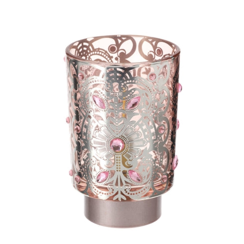 HERVIT LAMPADA VETRO BISANZIO ROSA DIA.10X15CM