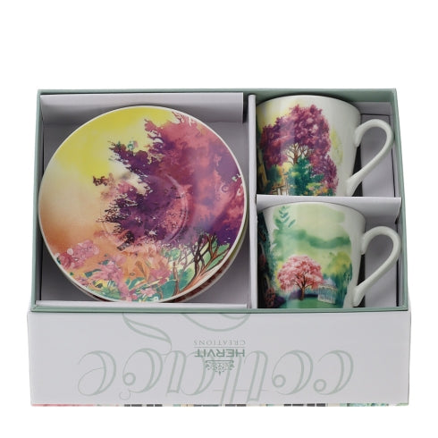 HERVIT BOX 2 TAZZINE CAFFE' COTTAGE (C D) 8X6CM