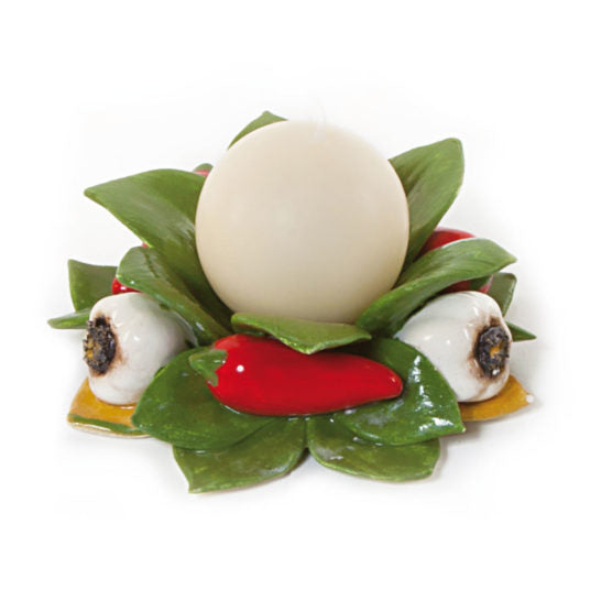 PORTACANDELA A SFERA AGLIO E PEPERONCINO