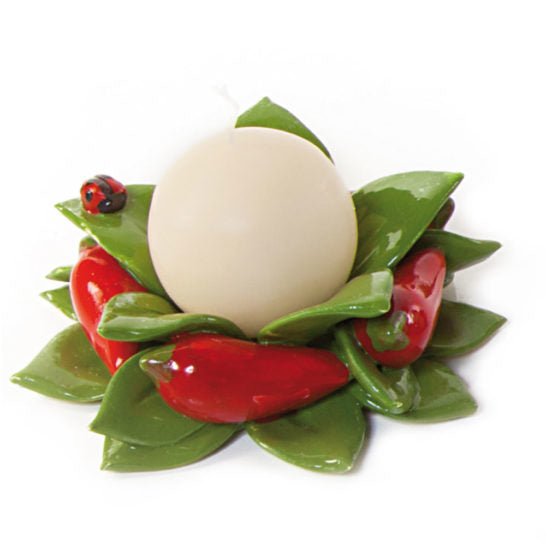 PORTACANDELA A SFERA PEPERONCINO