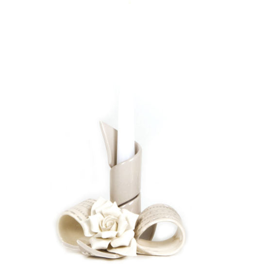 PORTACANDELA A FASCIA PIZZO E ROSE – DECORO PIZZO