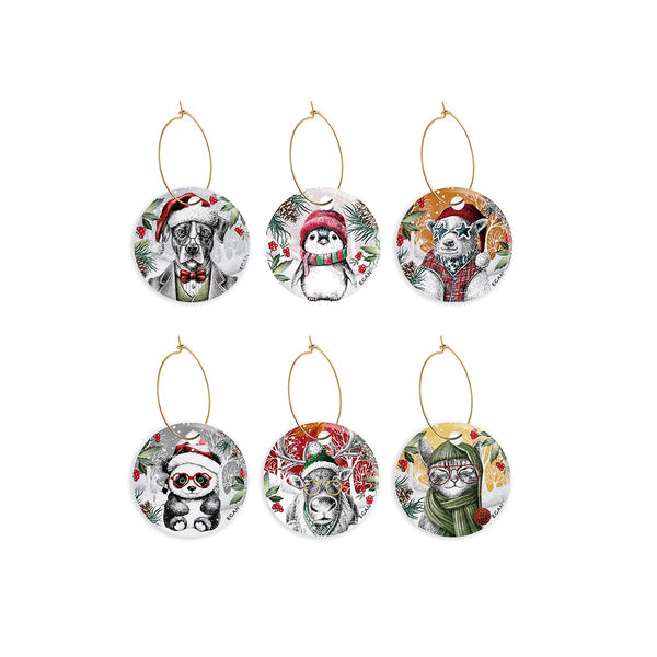 Set 6 Legatovaglioli Natale Animali