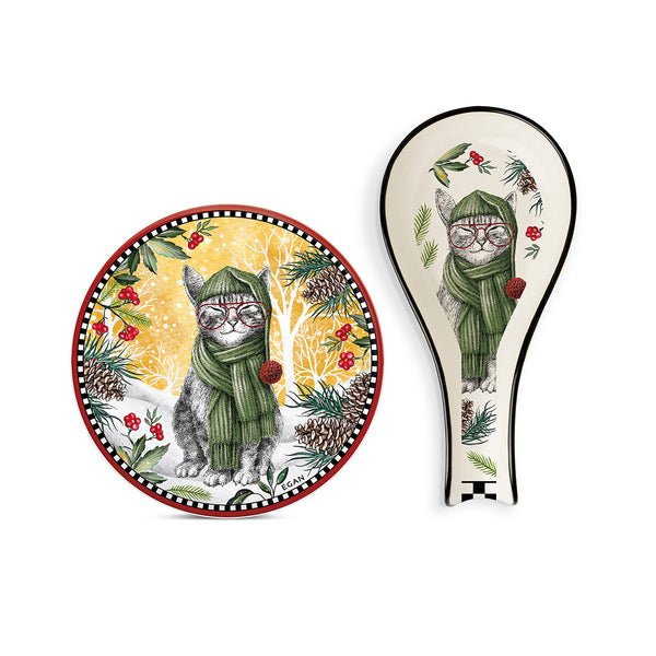 Set Sottopentola e Poggiamestolo Natale Gatto