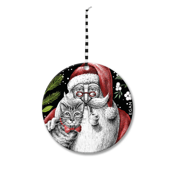 Pendaglio Natale Babbo Natale E Gatto D.7
