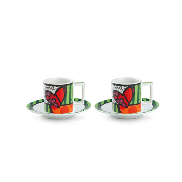 Set 2 Tazzine Caffè con Piattino Britto Cuore