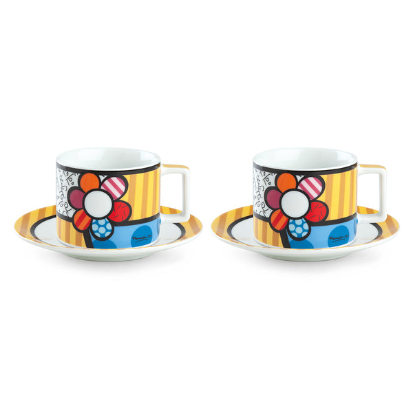 Set 2 Tazze Cappuccino con Piattino Britto Fiore