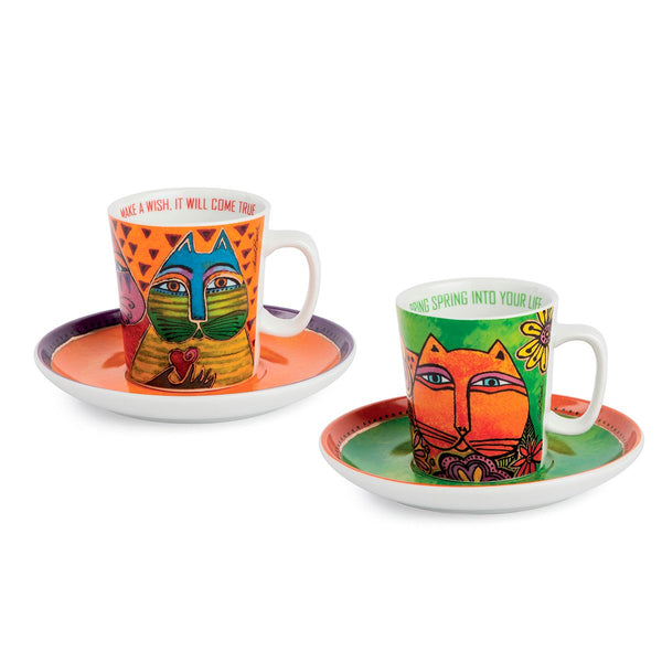 Set 2 Tazze Caffè Laurel Burch Verde/Arancio