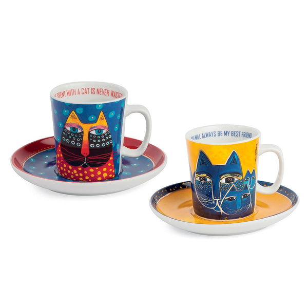Set 2 Tazze Caffè Laurel Burch Blu/Giallo