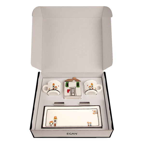 Set 2 Mini Mug con Zuccheriera e Vassoio Le Casette