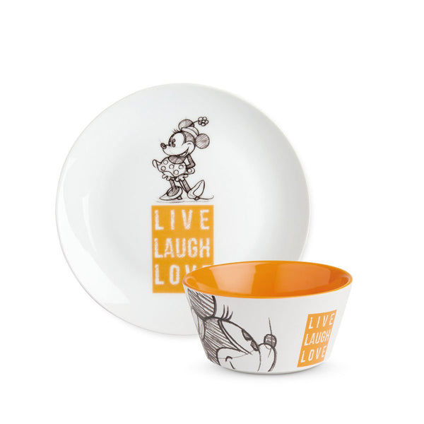Set piatto dolce e bowl Mickey Live Laugh Love blu