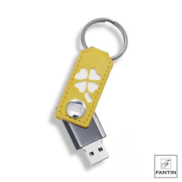 PORTACHIAVI USB 16 GB PELLE GIALLA