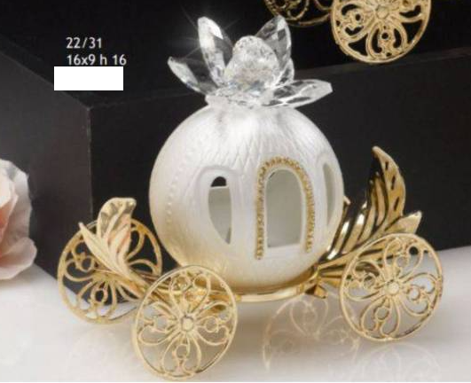 Grace Design carrozza bianca base dorata (16x9 - h16cm circa)