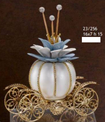 Grace deisgn profumatore carrozza base dorata e fiore celeste (16x7 - h15cm circa)