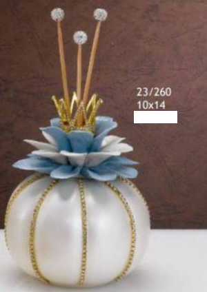 Grace design profumatore tondo grande con fiore celeste (10x14cm circa)