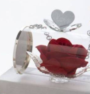 Grace design cofanetto borsa fiore rosso cuore 'love' (13x7x11cm circa)