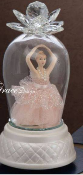Grace design carillon ballerina in campana con vestito rosa (Ø12xh24cm circa)