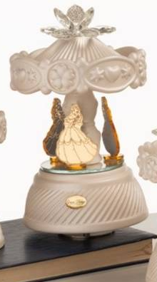 Grace Design carillon disney La bella e la bestia con decoro elegante petali in cristallo e sfera a strass.