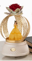 Grace Design principessa la bella disney carillon sopra una rosa in stoffa in fiore di cristallo