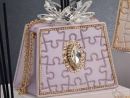 Grace Design borsa lilla profumatore design raffinato ed elegante motivo puzzle